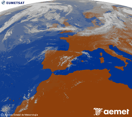 Imagen de la zona de Europa y Norte de �frica del canal infrarrojo del sat�lite Meteosat operacional en 0�N 0�W, procesada para darle color.&nbsp;asteazkena, 2026ko uztailak 22, ordua: 12:00