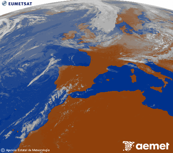 Imagen de la zona de Europa y Norte de �frica del canal infrarrojo del sat�lite Meteosat operacional en 0�N 0�W, procesada para darle color.&nbsp;jeudi, 23 juillet  2026 12:00