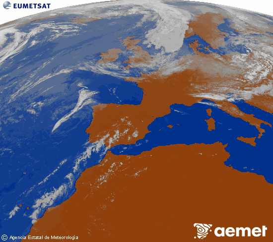 Imagen de la zona de Europa y Norte de �frica del canal infrarrojo del sat�lite Meteosat operacional en 0�N 0�W, procesada para darle color.&nbsp;jeudi, 23 juillet  2026 13:00
