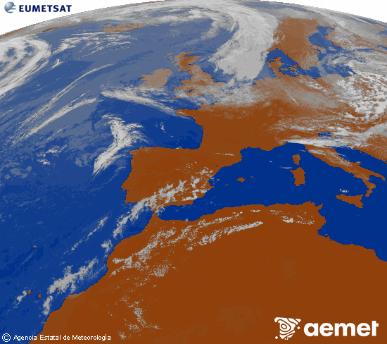 Imagen de la zona de Europa y Norte de �frica del canal infrarrojo del sat�lite Meteosat operacional en 0�N 0�W, procesada para darle color.&nbsp;jeudi, 23 juillet  2026 15:00