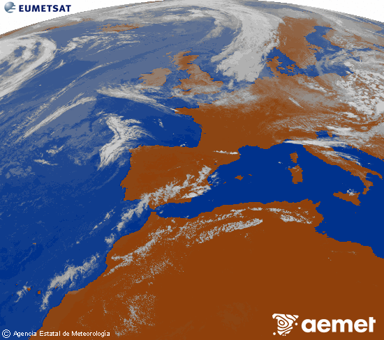 Imagen de la zona de Europa y Norte de �frica del canal infrarrojo del sat�lite Meteosat operacional en 0�N 0�W, procesada para darle color.&nbsp;jeudi, 23 juillet  2026 16:00