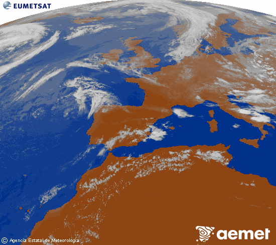 Imagen de la zona de Europa y Norte de �frica del canal infrarrojo del sat�lite Meteosat operacional en 0�N 0�W, procesada para darle color.&nbsp;jeudi, 23 juillet  2026 20:00