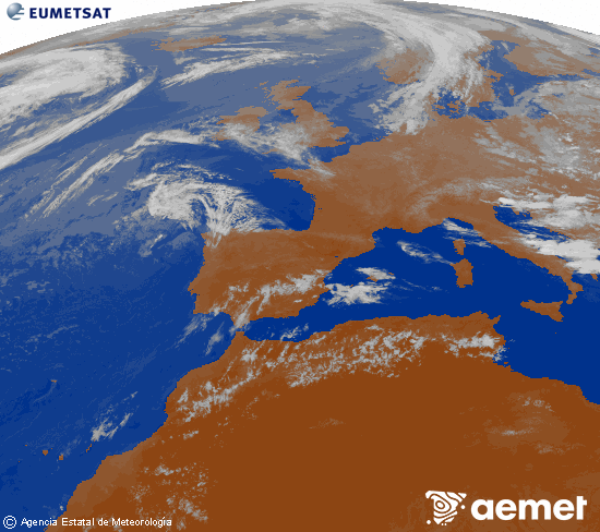 Imagen de la zona de Europa y Norte de �frica del canal infrarrojo del sat�lite Meteosat operacional en 0�N 0�W, procesada para darle color.&nbsp;jeudi, 23 juillet  2026 22:00