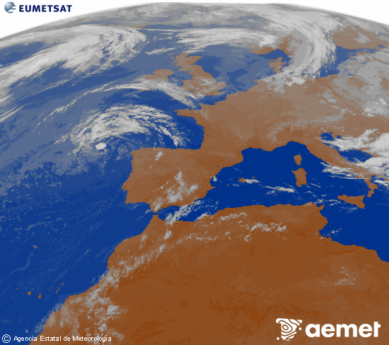Imagen de la zona de Europa y Norte de �frica del canal infrarrojo del sat�lite Meteosat operacional en 0�N 0�W, procesada para darle color.&nbsp;vendredi, 24 juillet  2026 03:00