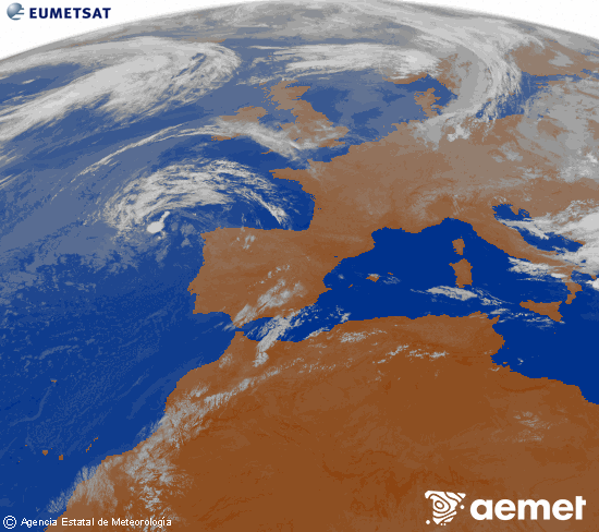 Imagen de la zona de Europa y Norte de �frica del canal infrarrojo del sat�lite Meteosat operacional en 0�N 0�W, procesada para darle color.&nbsp;vendredi, 24 juillet  2026 04:00