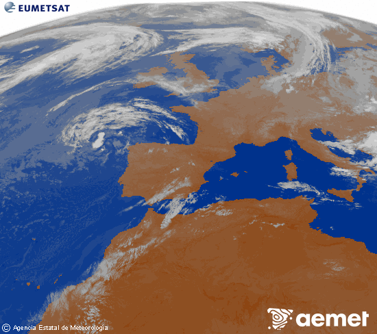 Imagen de la zona de Europa y Norte de �frica del canal infrarrojo del sat�lite Meteosat operacional en 0�N 0�W, procesada para darle color.&nbsp;vendredi, 24 juillet  2026 05:00
