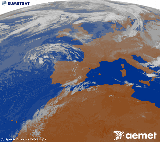 Imagen de la zona de Europa y Norte de �frica del canal infrarrojo del sat�lite Meteosat operacional en 0�N 0�W, procesada para darle color.&nbsp;vendredi, 24 juillet  2026 07:00