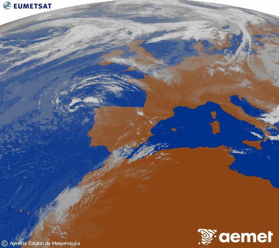 Imagen de la zona de Europa y Norte de �frica del canal infrarrojo del sat�lite Meteosat operacional en 0�N 0�W, procesada para darle color.&nbsp;vendredi, 24 juillet  2026 09:00