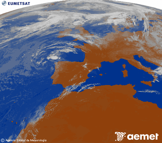 Imagen de la zona de Europa y Norte de �frica del canal infrarrojo del sat�lite Meteosat operacional en 0�N 0�W, procesada para darle color.&nbsp;vendredi, 24 juillet  2026 11:00