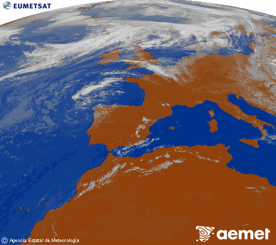 Imagen de la zona de Europa y Norte de �frica del canal infrarrojo del sat�lite Meteosat operacional en 0�N 0�W, procesada para darle color.&nbsp;divendres, 24 de juliol  2026 15:00