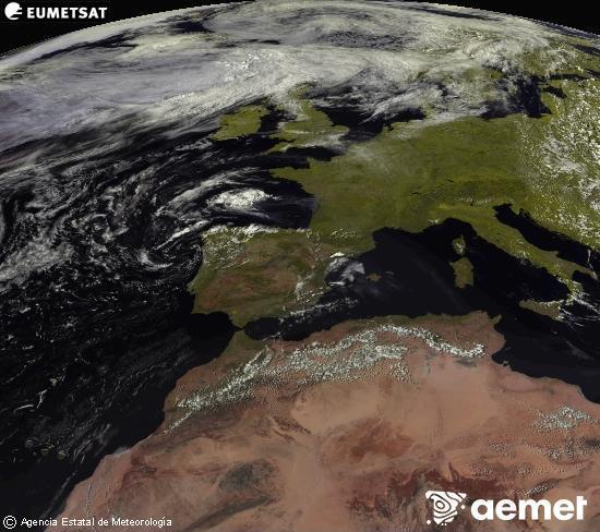 Aquesta imatge es genera utilitzant informaci� dels canals visibles del sat�l�lit METEOSAT, que pertany a la segona generaci� de sat�l�lits Meteosat (MSG). Per aquest motiu, nom�s hi ha informaci� en la zona il�luminada pel sol. A m�s, els canals han sigut normalitzats perqu� la lluentor no depenga de la posici� del sol.&nbsp;divendres, 24 de juliol  2026 17:00