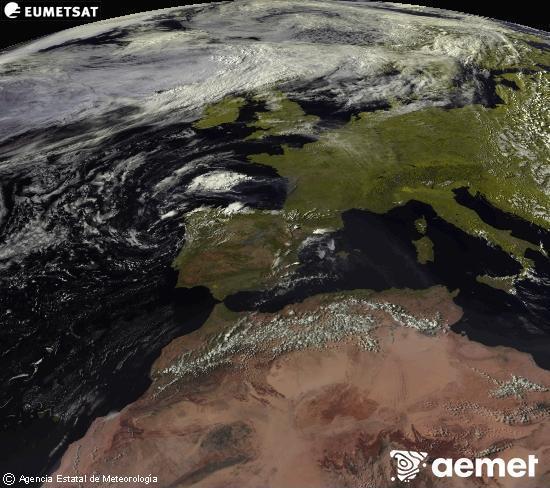 Aquesta imatge es genera utilitzant informaci� dels canals visibles del sat�l�lit METEOSAT, que pertany a la segona generaci� de sat�l�lits Meteosat (MSG). Per aquest motiu, nom�s hi ha informaci� en la zona il�luminada pel sol. A m�s, els canals han sigut normalitzats perqu� la lluentor no depenga de la posici� del sol.&nbsp;divendres, 24 de juliol  2026 18:00