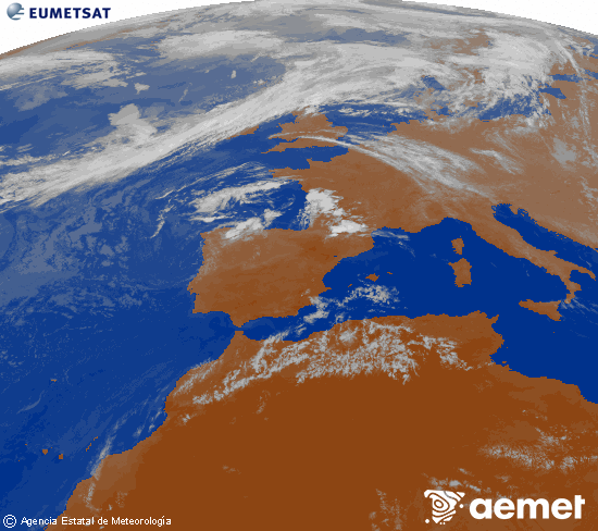 Imagen de la zona de Europa y Norte de �frica del canal infrarrojo del sat�lite Meteosat operacional en 0�N 0�W, procesada para darle color.&nbsp;viernes, 24 julio 2026 a las 22:00