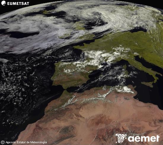 Esta imagen se genera utilizando informaci�n de los canales visibles del sat�lite METEOSAT perteneciente a la segunda generaci�n de sat�lites Meteosat (MSG). Por ese motivo, s�lo hay informaci�n en la zona iluminada por el sol. Adem�s, los canales han sido normalizados para que el brillo no dependa de la posici�n del sol.&nbsp;Saturday, 25 July  2026 17:00