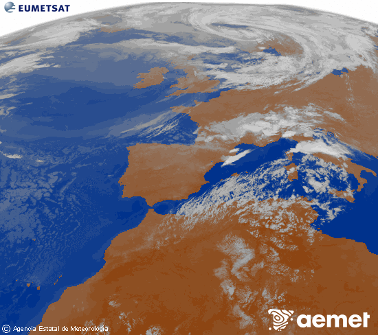 Imagen de la zona de Europa y Norte de �frica del canal infrarrojo del sat�lite Meteosat operacional en 0�N 0�W, procesada para darle color.&nbsp;dimanche, 26 juillet  2026 02:00