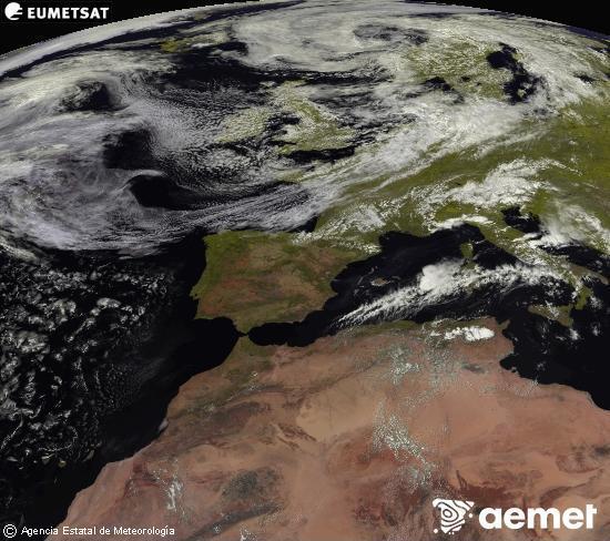 Esta imagen se genera utilizando informaci�n de los canales visibles del sat�lite METEOSAT perteneciente a la segunda generaci�n de sat�lites Meteosat (MSG). Por ese motivo, s�lo hay informaci�n en la zona iluminada por el sol. Adem�s, los canales han sido normalizados para que el brillo no dependa de la posici�n del sol.&nbsp;igandea, 2026ko uztailak 26, ordua: 15:00