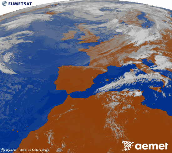 Imagen de la zona de Europa y Norte de �frica del canal infrarrojo del sat�lite Meteosat operacional en 0�N 0�W, procesada para darle color.&nbsp;dimanche, 26 juillet  2026 16:00