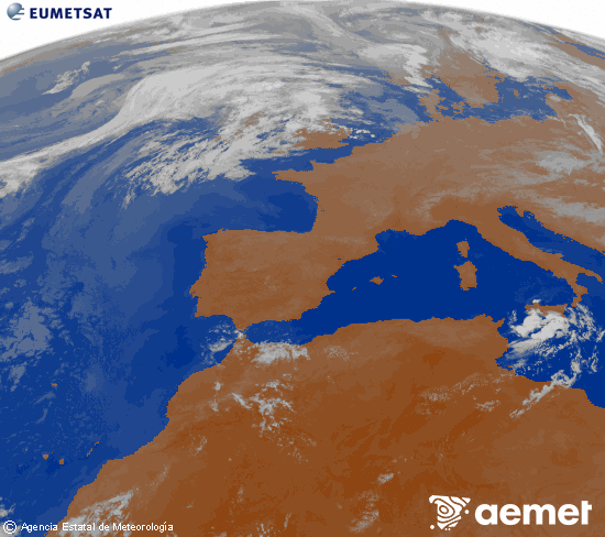 Imagen de la zona de Europa y Norte de �frica del canal infrarrojo del sat�lite Meteosat operacional en 0�N 0�W, procesada para darle color.&nbsp;Tuesday, 28 July  2026 04:00