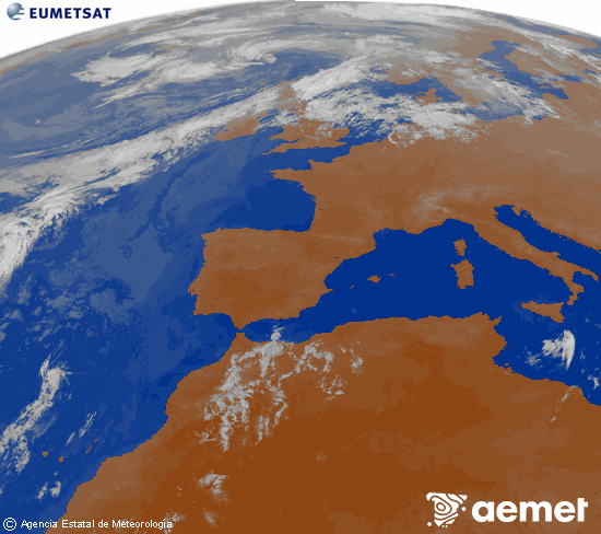 Imagen de la zona de Europa y Norte de �frica del canal infrarrojo del sat�lite Meteosat operacional en 0�N 0�W, procesada para darle color.&nbsp;Wednesday, 29 July  2026 01:00
