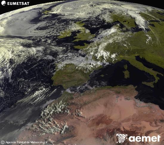 Esta imaxe x�rase utilizando informaci�n das canles visibles do sat�lite METEOSAT pertencente � segunda xeraci�n de sat�lites  Meteosat (MSX). Por ese motivo, s� hai informaci�n na zona iluminada polo sol. Ademais, as canles foron normalizadas para que o brillo non dependa da posici�n do sol.&nbsp;venres, 31 xullo  2026 09:00