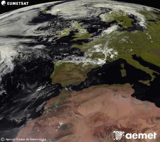 Esta imaxe x�rase utilizando informaci�n das canles visibles do sat�lite METEOSAT pertencente � segunda xeraci�n de sat�lites  Meteosat (MSX). Por ese motivo, s� hai informaci�n na zona iluminada polo sol. Ademais, as canles foron normalizadas para que o brillo non dependa da posici�n do sol.&nbsp;venres, 31 xullo  2026 12:00