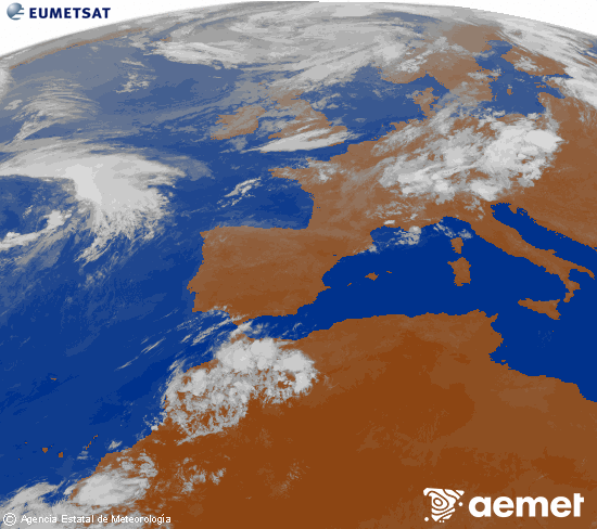 Imagen de la zona de Europa y Norte de �frica del canal infrarrojo del sat�lite Meteosat operacional en 0�N 0�W, procesada para darle color.&nbsp;s�bado, 01 agosto 2026 a las 00:00