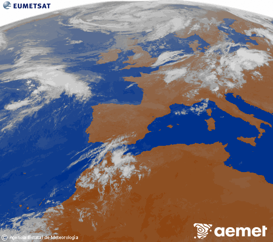 Imagen de la zona de Europa y Norte de �frica del canal infrarrojo del sat�lite Meteosat operacional en 0�N 0�W, procesada para darle color.&nbsp;s�bado, 01 agosto 2026 a las 04:00