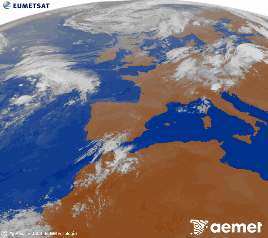 Imagen de la zona de Europa y Norte de �frica del canal infrarrojo del sat�lite Meteosat operacional en 0�N 0�W, procesada para darle color.&nbsp;s�bado, 01 agosto 2026 a las 06:00