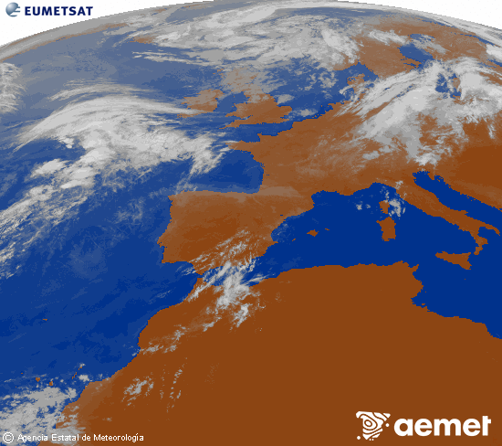 Imagen de la zona de Europa y Norte de �frica del canal infrarrojo del sat�lite Meteosat operacional en 0�N 0�W, procesada para darle color.&nbsp;s�bado, 01 agosto 2026 a las 10:00