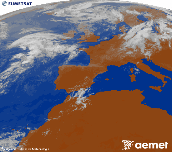 Imagen de la zona de Europa y Norte de �frica del canal infrarrojo del sat�lite Meteosat operacional en 0�N 0�W, procesada para darle color.&nbsp;s�bado, 01 agosto 2026 a las 11:00