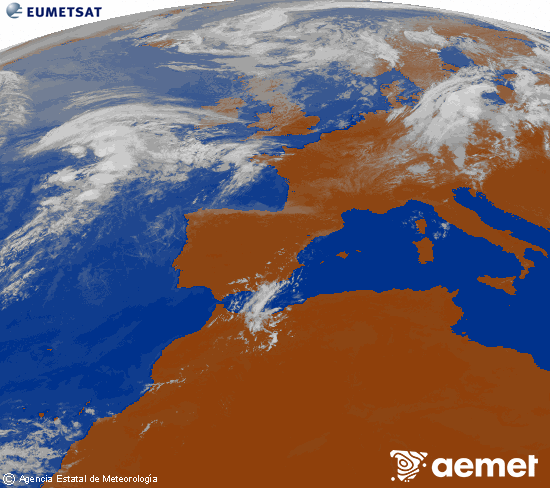 Imagen de la zona de Europa y Norte de �frica del canal infrarrojo del sat�lite Meteosat operacional en 0�N 0�W, procesada para darle color.&nbsp;s�bado, 01 agosto 2026 a las 12:00