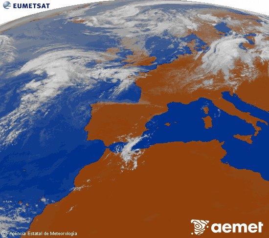Imagen de la zona de Europa y Norte de �frica del canal infrarrojo del sat�lite Meteosat operacional en 0�N 0�W, procesada para darle color.&nbsp;s�bado, 01 agosto 2026 a las 13:00