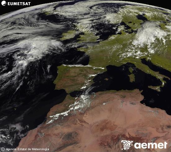 Esta imagen se genera utilizando informaci�n de los canales visibles del sat�lite METEOSAT perteneciente a la segunda generaci�n de sat�lites Meteosat (MSG). Por ese motivo, s�lo hay informaci�n en la zona iluminada por el sol. Adem�s, los canales han sido normalizados para que el brillo no dependa de la posici�n del sol.&nbsp;s�bado, 01 agosto 2026 a las 16:00