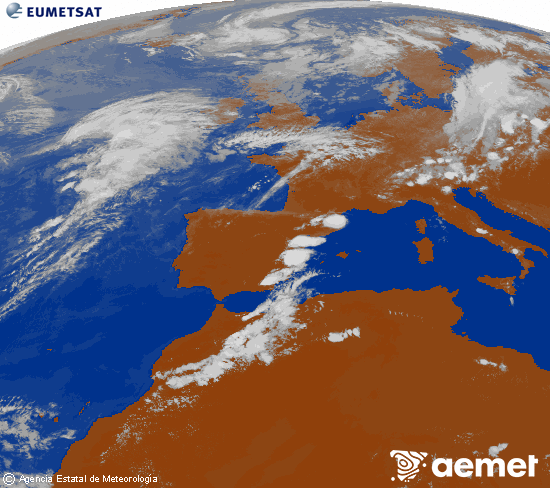 Imagen de la zona de Europa y Norte de �frica del canal infrarrojo del sat�lite Meteosat operacional en 0�N 0�W, procesada para darle color.&nbsp;s�bado, 01 agosto 2026 a las 18:00