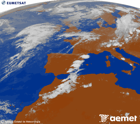 Imagen de la zona de Europa y Norte de �frica del canal infrarrojo del sat�lite Meteosat operacional en 0�N 0�W, procesada para darle color.&nbsp;s�bado, 01 agosto 2026 a las 19:00