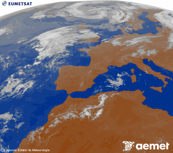 Imagen de la zona de Europa y Norte de �frica del canal infrarrojo del sat�lite Meteosat operacional en 0�N 0�W, procesada para darle color.&nbsp;diumenge, 2 d?agost  2026 05:00