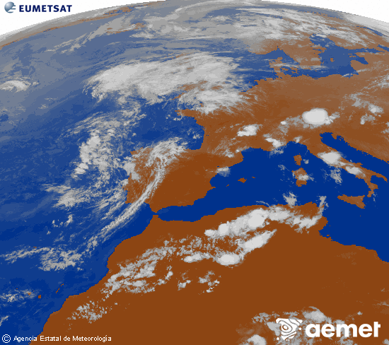 Imatge de la zona d'Europa i Nord d'�frica del canal infraroig del sat�l�lit Meteosat operacional en 0�N 0�W, processada per a donar-li color.&nbsp;diumenge, 2 d?agost  2026 20:00