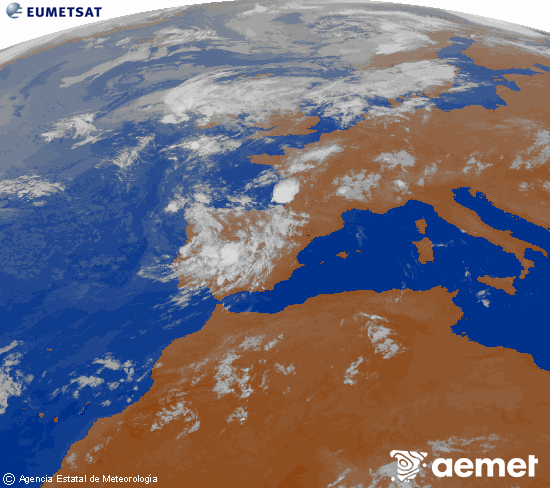Imagen de la zona de Europa y Norte de �frica del canal infrarrojo del sat�lite Meteosat operacional en 0�N 0�W, procesada para darle color.&nbsp;dilluns, 3 d?agost  2026 07:00