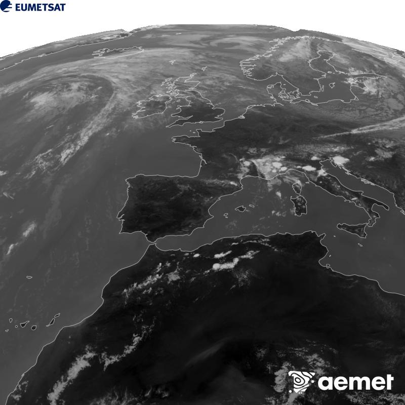 Irudi hau METEOSAT-12 satelitearen 10.5 �m Infragorri kanaleko informazioa erabiliz sortzen da, Meteosat (MTG) sateliteen hirugarren belaunaldikoa. Irudiak giza begiaren pertzepzioaren antz handiagoa izan dezan, grisen eskala alderantzizkoa da. Ordu horiek penintsulari dagozkio (ordubete gutxiago Kanariar Uharteetan).&nbsp;asteartea, 2026ko abuztuak 11, ordua: 15:00