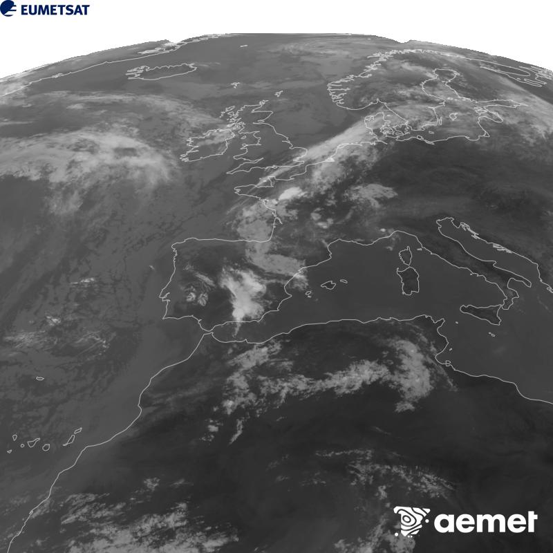 Esta imagen se genera utilizando informaci�n del canal Infrarrojo 10.5 �m del sat�lite METEOSAT-12, perteneciente a la tercera generaci�n de sat�lites Meteosat (MTG). Para que la imagen se asemeje m�s a la percepci�n del ojo humano, la escala de grises est� invertida. Las horas indicadas se refieren a la pen�nsula (una hora menos en las Islas Canarias).&nbsp;s�bado, 15 agosto 2026 a las 10:00