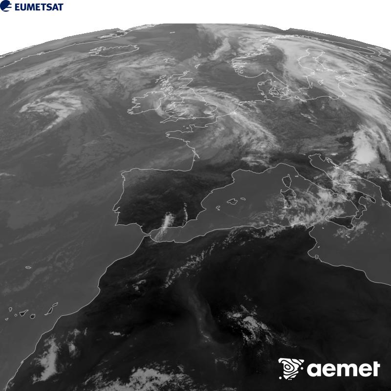 Aquesta imatge es genera utilitzant informaci� del canal Infraroig 10.5 �m del sat�l�lit METEOSAT-12, pertanyent a la tercera generaci� de sat�l�lits Meteosat (MTG). Perqu� la imatge s'assembli m�s a la percepci� de l'ull hum�, l'escala de grises est� invertida. Les hores indicades es refereixen a la pen�nsula (una hora menys a les Illes Can�ries).&nbsp;dissabte, 29 d?agost  2026 14:00