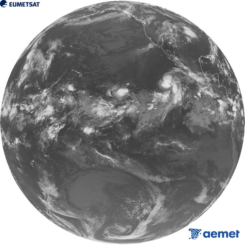 Overall image from the infrared channel (wavelength 10.3 �m) of the US GOES-18 satellite. The times shown are for the Iberian Peninsula (one hour earlier in the Canary Islands).&nbsp;Saturday, 29 August  2026 14:00