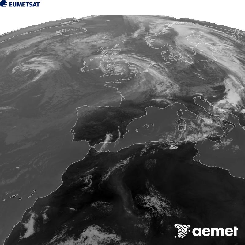 Aquesta imatge es genera utilitzant informaci� del canal Infraroig 10.5 �m del sat�l�lit METEOSAT-12, pertanyent a la tercera generaci� de sat�l�lits Meteosat (MTG). Perqu� la imatge s'assembli m�s a la percepci� de l'ull hum�, l'escala de grises est� invertida. Les hores indicades es refereixen a la pen�nsula (una hora menys a les Illes Can�ries).&nbsp;dissabte, 29 d?agost  2026 15:00