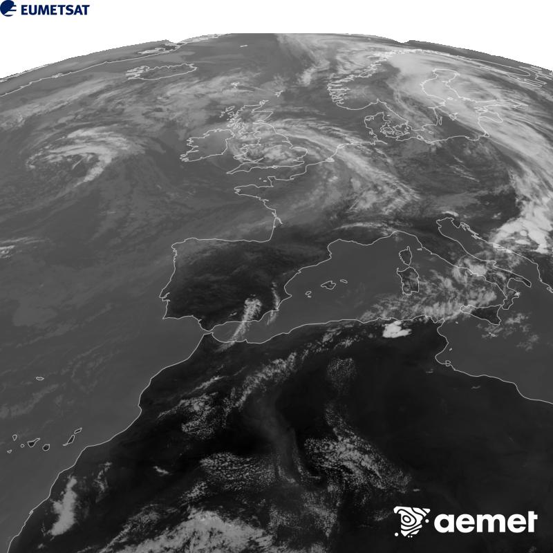 Aquesta imatge es genera utilitzant informaci� del canal Infraroig 10.5 �m del sat�l�lit METEOSAT-12, pertanyent a la tercera generaci� de sat�l�lits Meteosat (MTG). Perqu� la imatge s'assembli m�s a la percepci� de l'ull hum�, l'escala de grises est� invertida. Les hores indicades es refereixen a la pen�nsula (una hora menys a les Illes Can�ries).&nbsp;dissabte, 29 d?agost  2026 16:00