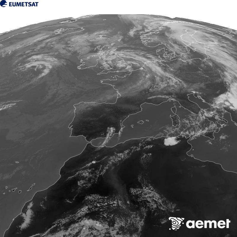 Aquesta imatge es genera utilitzant informaci� del canal Infraroig 10.5 �m del sat�l�lit METEOSAT-12, pertanyent a la tercera generaci� de sat�l�lits Meteosat (MTG). Perqu� la imatge s'assembli m�s a la percepci� de l'ull hum�, l'escala de grises est� invertida. Les hores indicades es refereixen a la pen�nsula (una hora menys a les Illes Can�ries).&nbsp;dissabte, 29 d?agost  2026 17:00