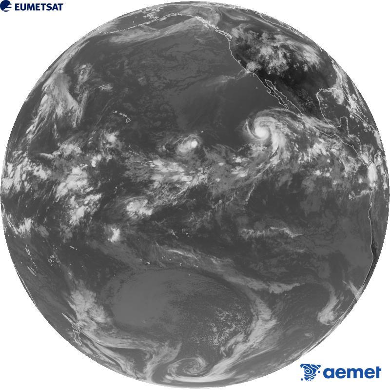 Overall image from the infrared channel (wavelength 10.3 �m) of the US GOES-18 satellite. The times shown are for the Iberian Peninsula (one hour earlier in the Canary Islands).&nbsp;Saturday, 29 August  2026 20:00