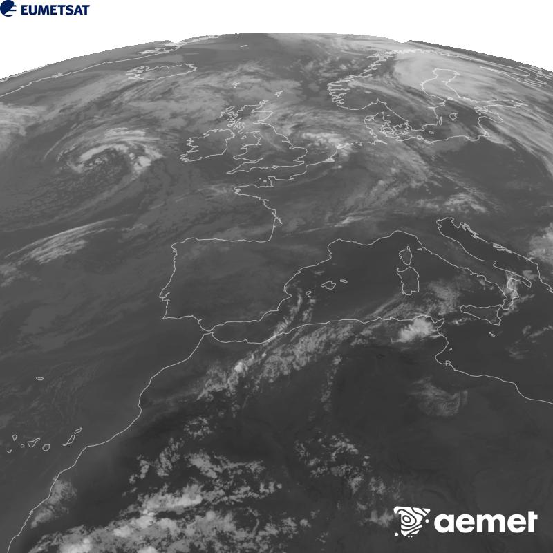 Aquesta imatge es genera utilitzant informaci� del canal Infraroig 10.5 �m del sat�l�lit METEOSAT-12, pertanyent a la tercera generaci� de sat�l�lits Meteosat (MTG). Perqu� la imatge s'assembli m�s a la percepci� de l'ull hum�, l'escala de grises est� invertida. Les hores indicades es refereixen a la pen�nsula (una hora menys a les Illes Can�ries).&nbsp;dissabte, 29 d?agost  2026 22:00