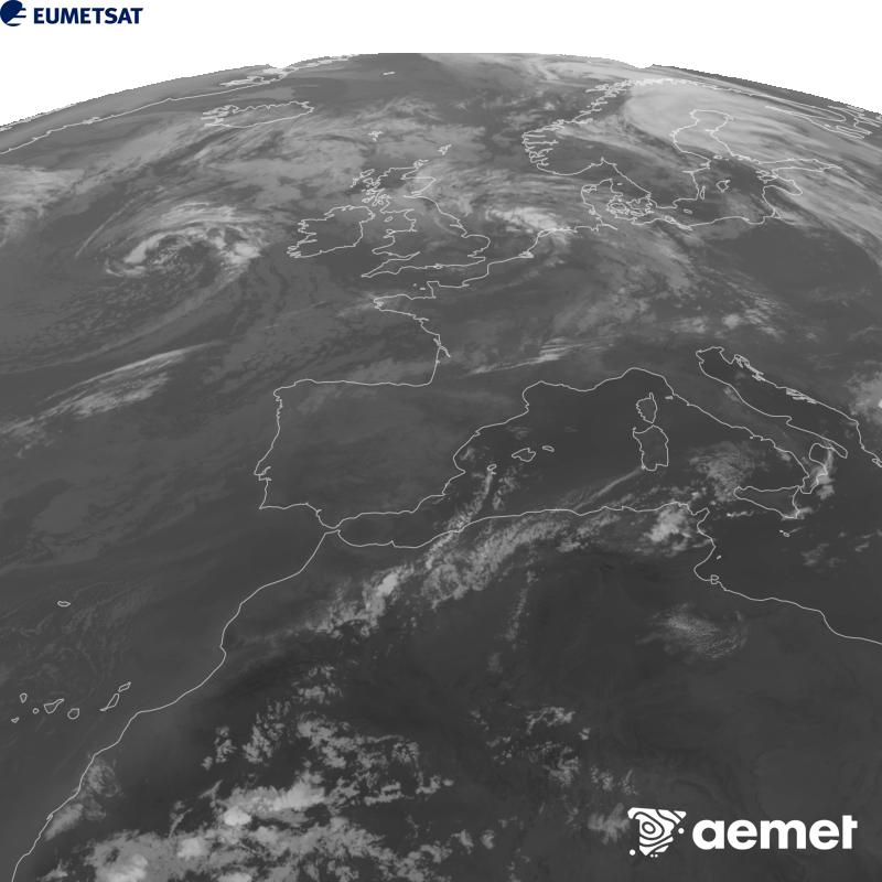 Aquesta imatge es genera utilitzant informaci� del canal Infraroig 10.5 �m del sat�l�lit METEOSAT-12, pertanyent a la tercera generaci� de sat�l�lits Meteosat (MTG). Perqu� la imatge s'assembli m�s a la percepci� de l'ull hum�, l'escala de grises est� invertida. Les hores indicades es refereixen a la pen�nsula (una hora menys a les Illes Can�ries).&nbsp;dissabte, 29 d?agost  2026 23:00