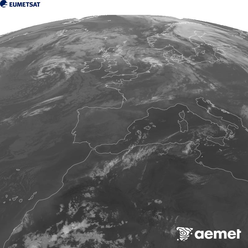 Aquesta imatge es genera utilitzant informaci� del canal Infraroig 10.5 �m del sat�l�lit METEOSAT-12, pertanyent a la tercera generaci� de sat�l�lits Meteosat (MTG). Perqu� la imatge s'assembli m�s a la percepci� de l'ull hum�, l'escala de grises est� invertida. Les hores indicades es refereixen a la pen�nsula (una hora menys a les Illes Can�ries).&nbsp;diumenge, 30 d?agost  2026 00:00