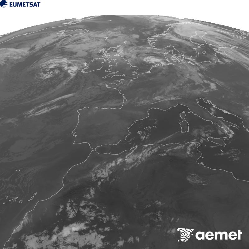 Aquesta imatge es genera utilitzant informaci� del canal Infraroig 10.5 �m del sat�l�lit METEOSAT-12, pertanyent a la tercera generaci� de sat�l�lits Meteosat (MTG). Perqu� la imatge s'assembli m�s a la percepci� de l'ull hum�, l'escala de grises est� invertida. Les hores indicades es refereixen a la pen�nsula (una hora menys a les Illes Can�ries).&nbsp;diumenge, 30 d?agost  2026 01:00